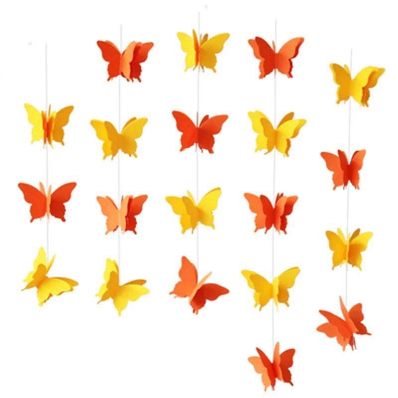 guirlande papillons 3d rouge jaune vert bleu violet rose orange anniversaire mariage fête