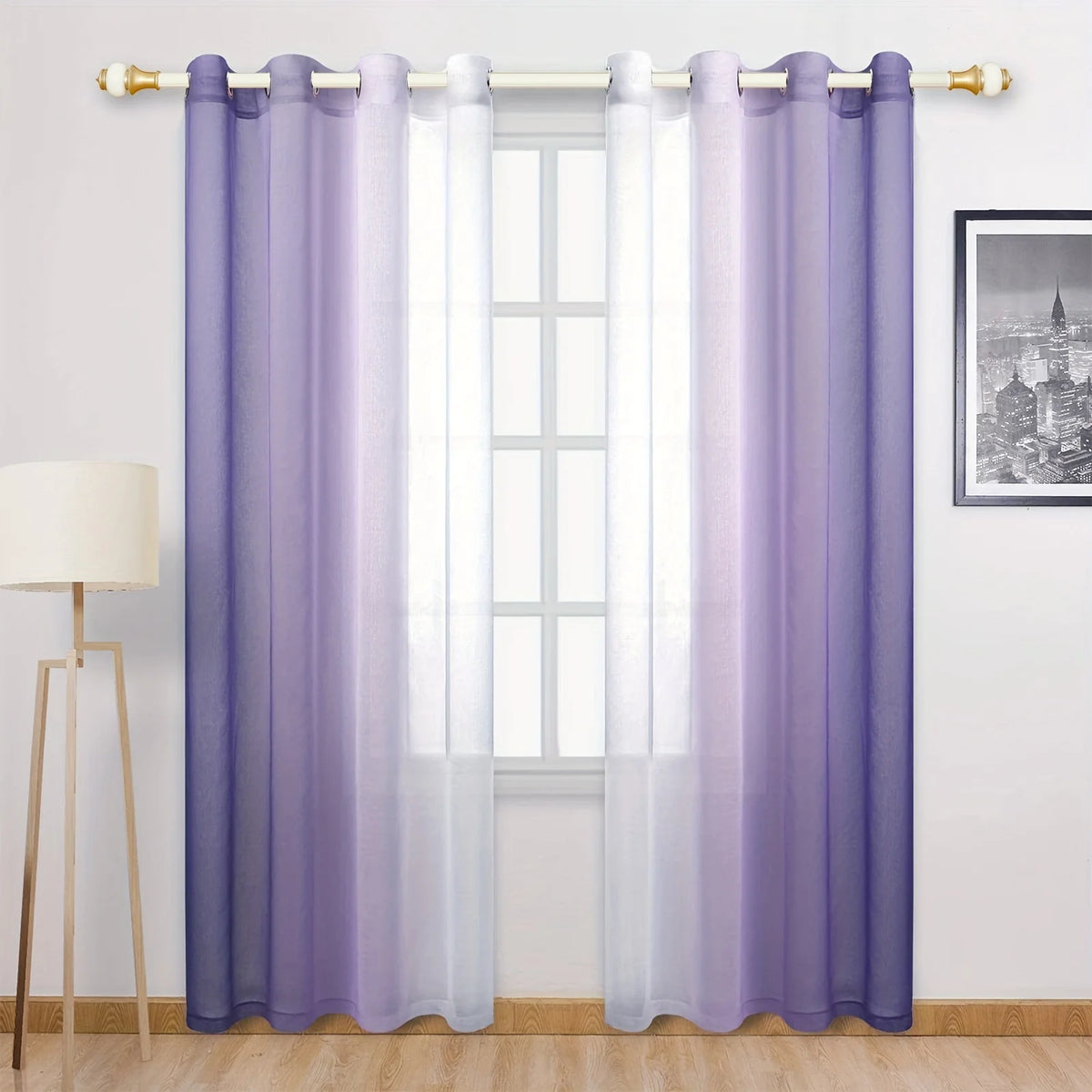 rideaux dégradés rose bleu violet ombre douce modernes transparents polyester maison