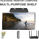 support multifonctionnel étagère réglable noir blanc rangement ordinateur moniteur télécommande câbles moderne minimaliste