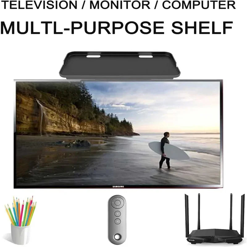 support multifonctionnel étagère réglable noir blanc rangement ordinateur moniteur télécommande câbles moderne minimaliste