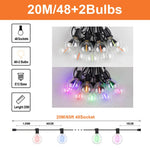 guirlande lumineuse extérieure globes multicolores transparents vintage 10m 15m 20m led rgb imperméable