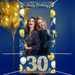 Cadre photo anniversaire bleu or pour fête sur stand photo