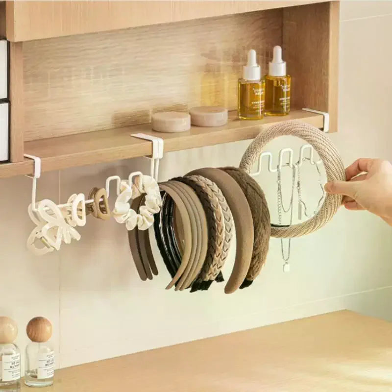 organisateur rangement mural double niveau blanc minimaliste cheveux bijoux cosmétiques
