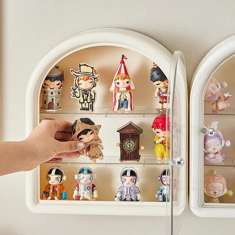 vitrine transparente moderne figurines anti poussière blanche exposant organisateur jouets eco friendly