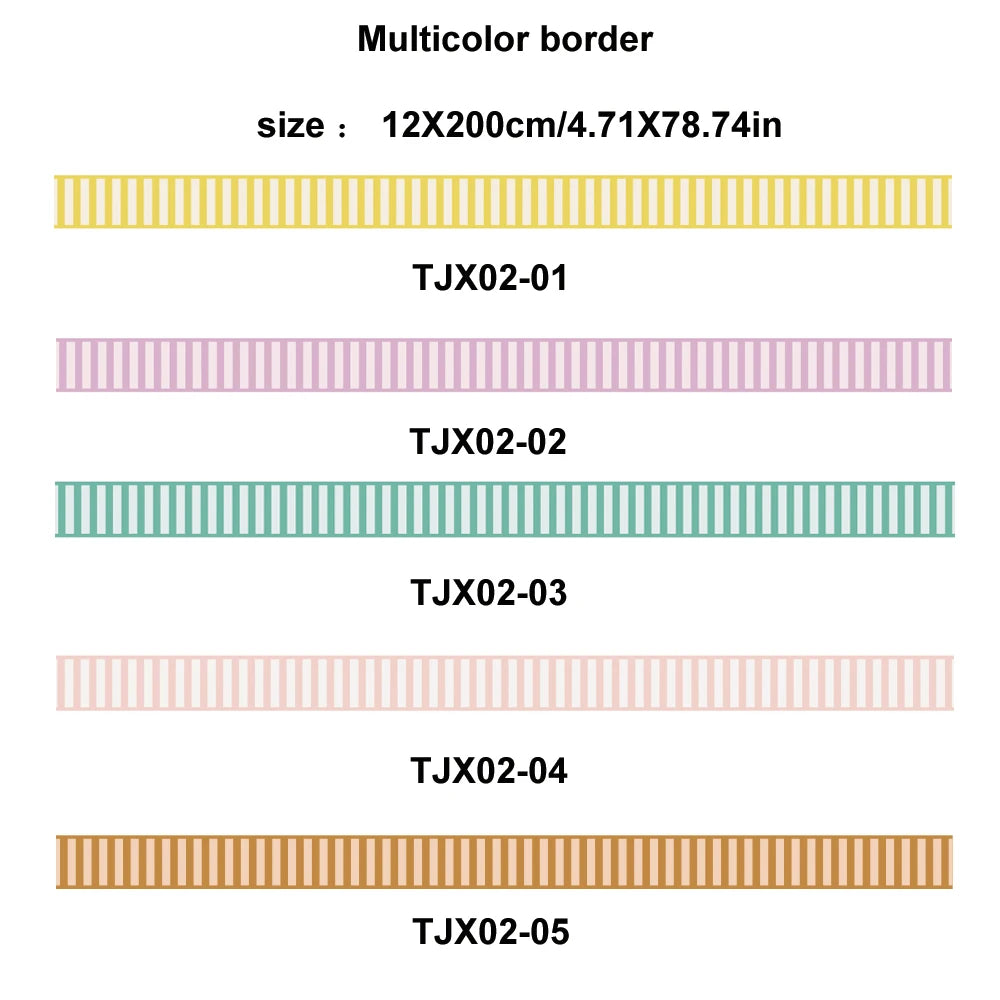 bordure murale décorative rayées autoadhésives moderne jaune rose clair vert violet