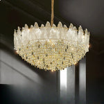 lustre cristal transparent doré feuilles pendeloques classique chambre salon