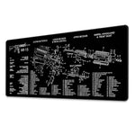 tapis souris noir grand schéma technique arme feu ar15 pièces détachées