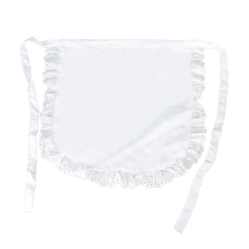tablier coton dentelle blanc coeurs vintage attaches nettoyage femme blanc