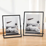 cadre photo rectangle acrylique moderne noir doré transparent pied métal decoration maison