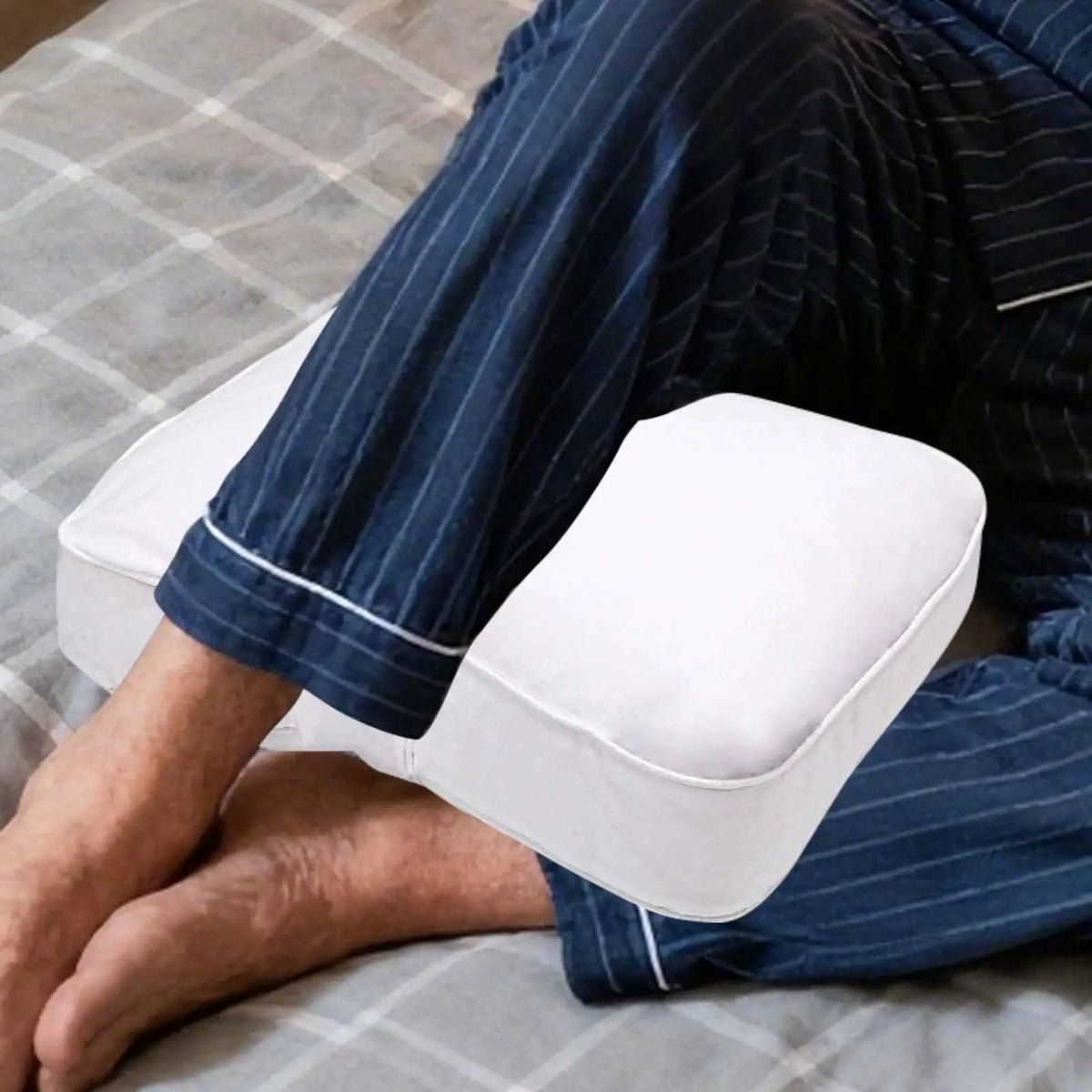 coussin genou blanc uni confortable bande velcro literie maison dormir articulations dos hanches