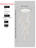 Suspension lumineuse contemporaine minimaliste noir blanc led 108w adjustable 350cm