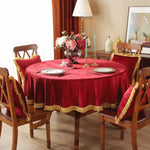 nappe table velours rouge classique mariage festives réutilisable lavable machine table basse rond fêtes