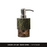ensemble salle bain marbre moderne bouteille savon porte savon plateau vert marron noir blanc