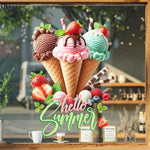 autocollants muraux décoration maison cônes glace rayures colorées fraises menthe hello summer moderne