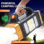 lampe torche led rechargeable solaire banque alimentation multifonctionnelle extérieur moderne noire orangée argentée