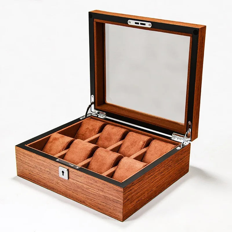 Boîte de rangement montre homme en bois et résine transparente