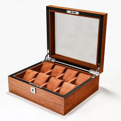 Boîte de rangement montre homme en bois et résine transparente