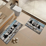tapis sol imperméable antidérapant polyester flanelle bleu clair gris naturel camping rustique happy camper
