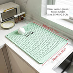 tapis cuisine silicone gris rayures ondulées moderne antidérapant assiettes cuillères verres bols