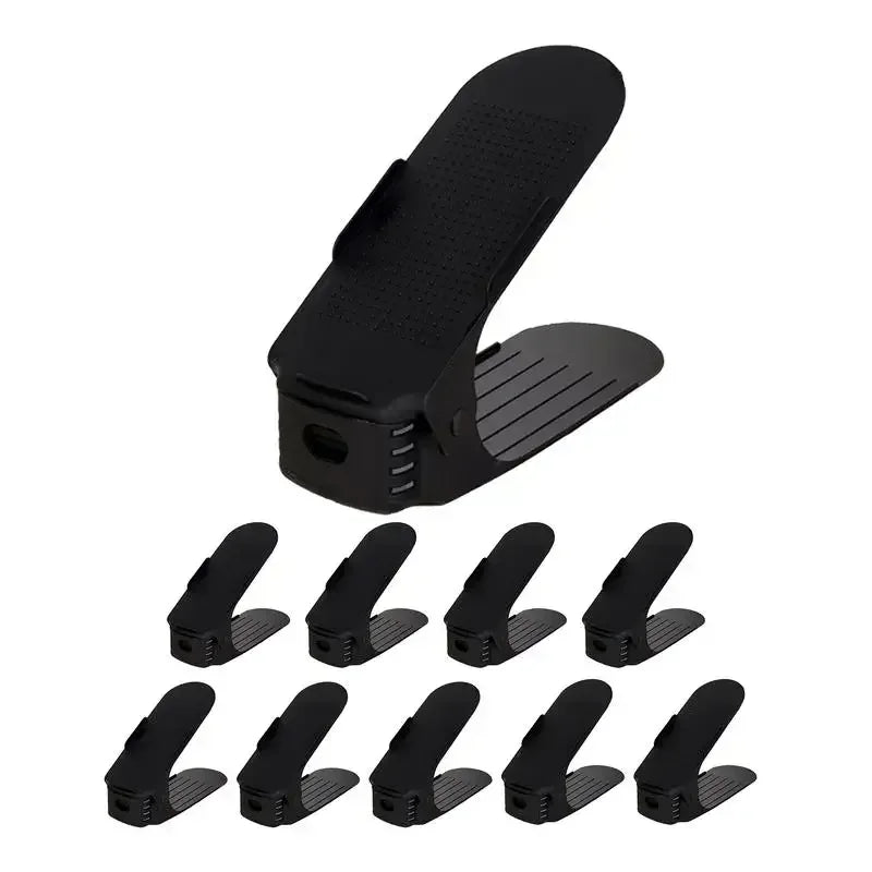 support chaussures noir moderne clips texture rugueuse rangement chaussures pliable organisateur double couche