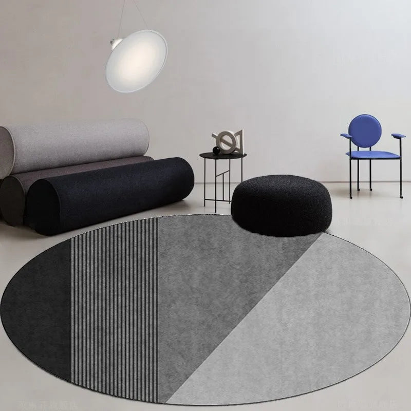 tapis rond moderne minimaliste polygone floral adhésif salon chambre extérieur 40x40cm 80x80cm 120x120cm polyester