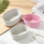 paniers rangement tressés coton scandinave blanc rose minimaliste multifonctionnels
