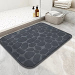 tapis bain gris texture galet moderne salle bain salon antidérapant épais mémoire foam polyester