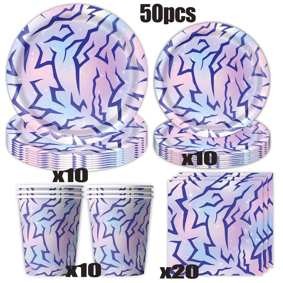 vaisselle jetable assiettes verres serviettes violet rose moderne festives anniversaire mariage kpop festive