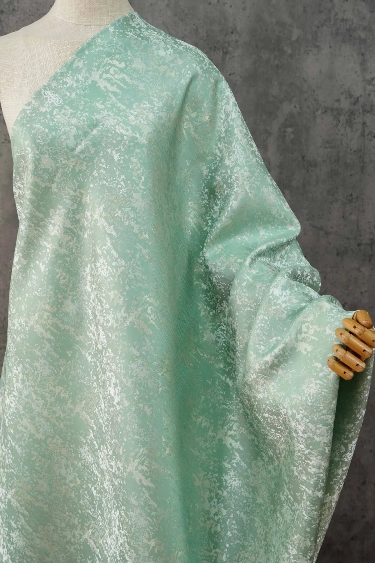 tissu brocart polyester vert menthe bleu clair beige moderne élégant texture marbrée résistance intempéries