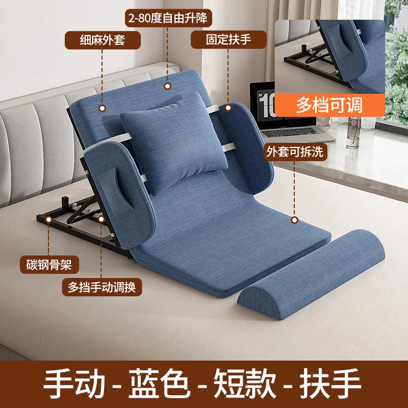 lit pliant moderne gris toile lin coussin oreiller support tablette