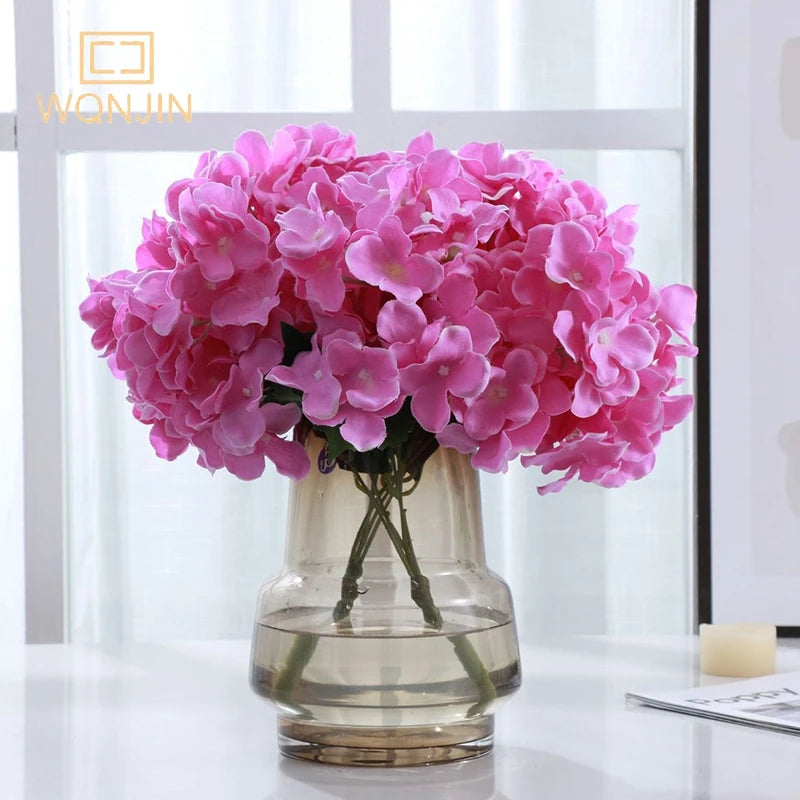 bouquet artificiel hortensia bleu rose blanc moderne vase