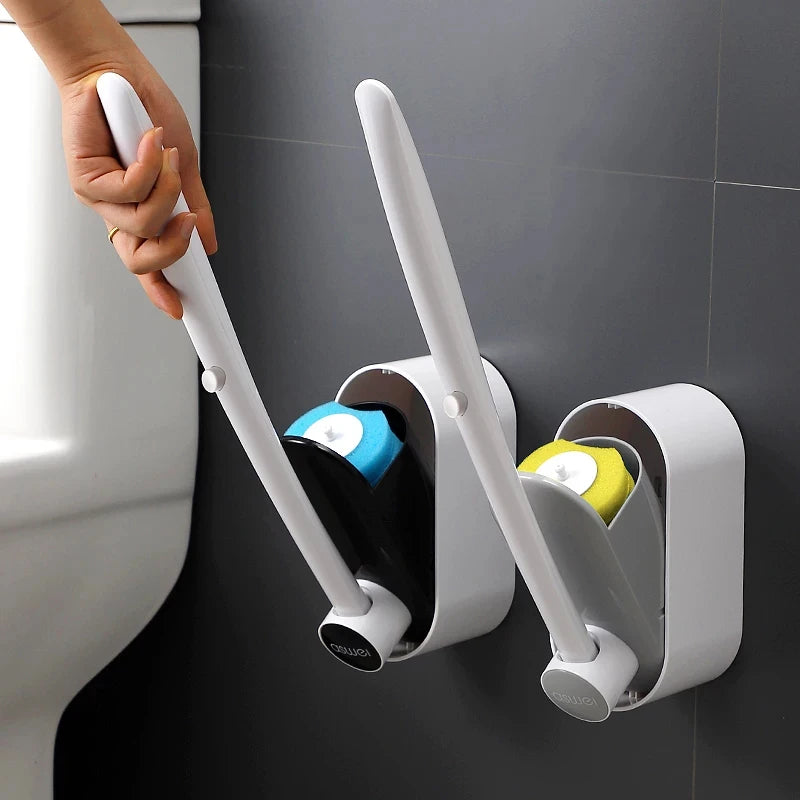 brosse toilette long manche remplacement facile blanc bleu moderne adhésif rechargeable set