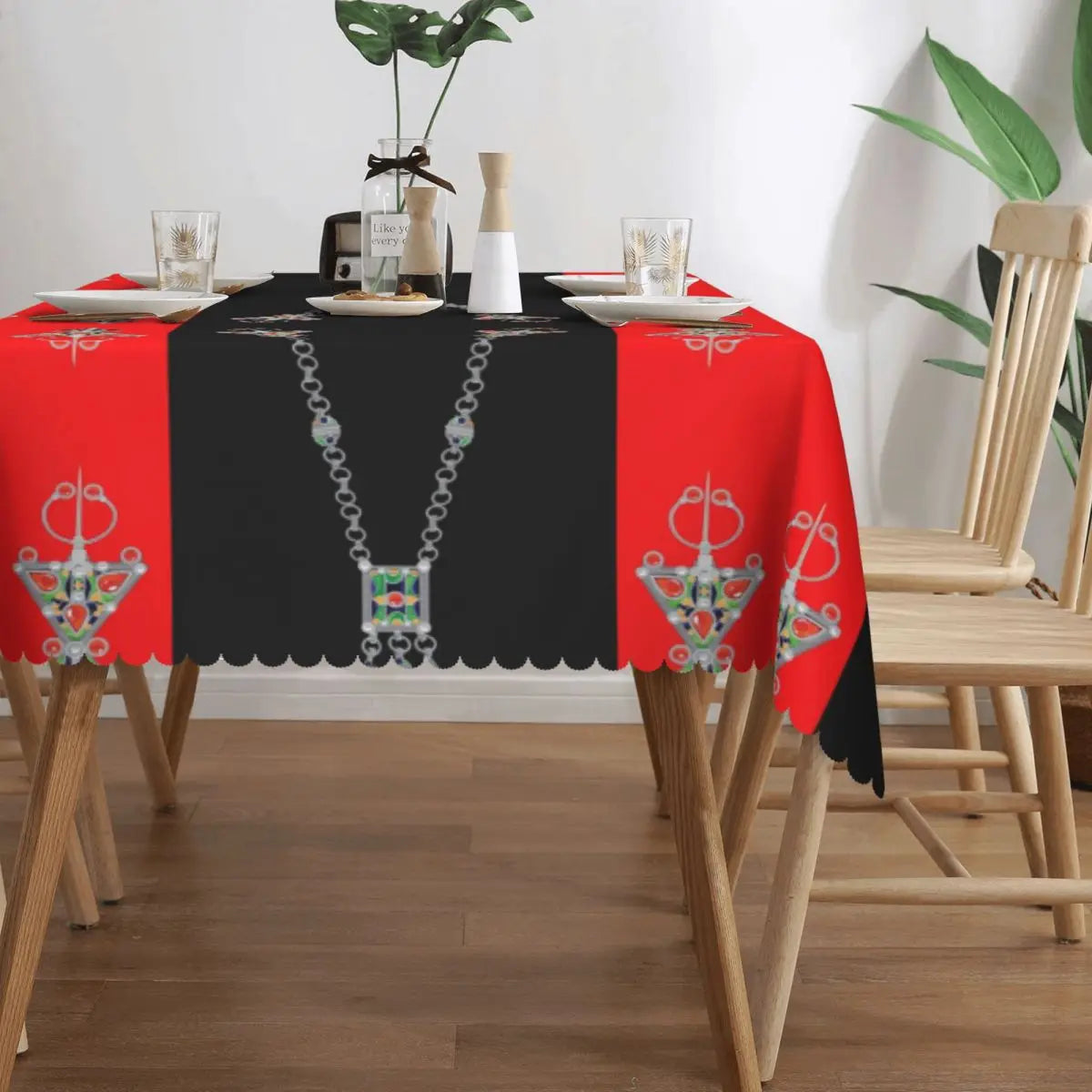 Nappe berbère jaune clair pour table extérieure
