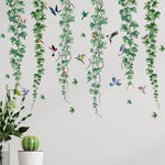 stickers muraux oiseaux lierre aquarelle naturels chambre enfants decoration murale adhésifs variés couleurs bleu