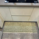 tapis moderne coton rayures blanc vert beige salle bain antidérapant absorbant machine lavable