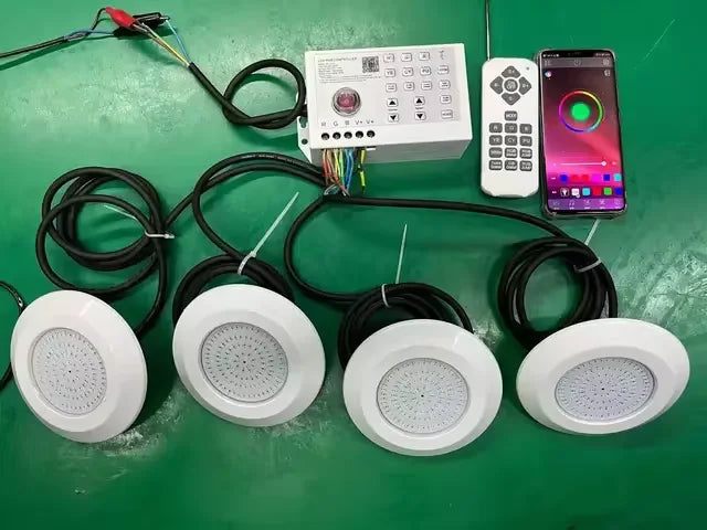 lampe sousmarine led spot piscine ip68 bluetooth télécommande blanc moderne