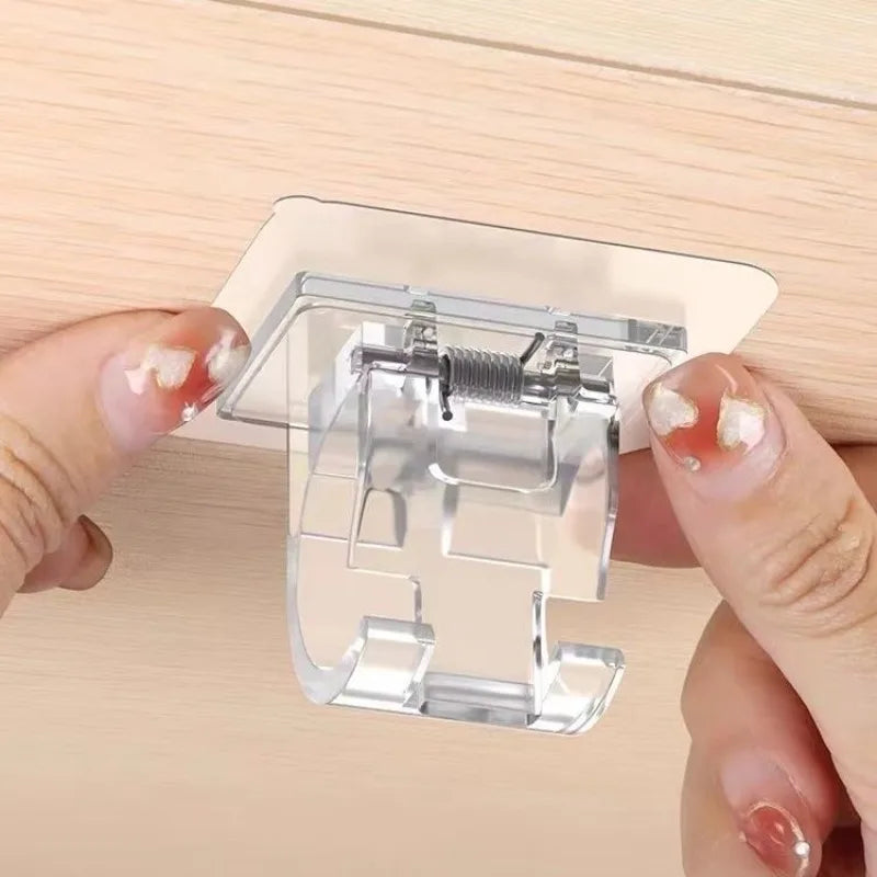 support mural adhésif transparent blanc clips couteaux serviettes ustensiles cuisine sacs main modernes pratiques