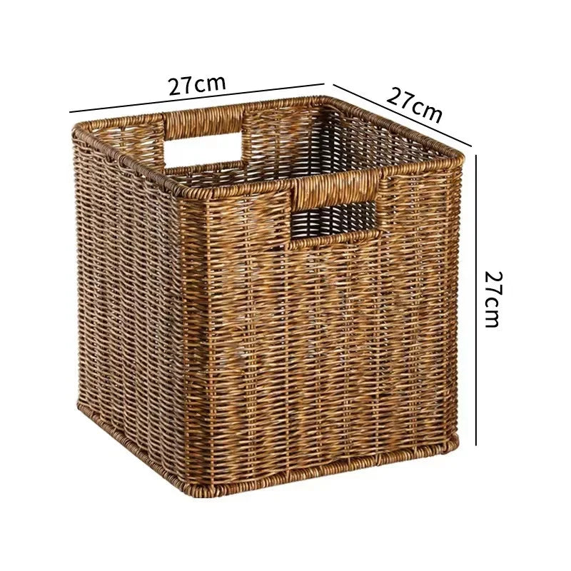 panier tressé marron clair rustique pliable imperméable utilisation multiple respectueux environnement poignées intégrées