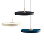 suspension lumineuse ronde moderne minimaliste aluminium blanc noir bleu salon cuisine chambre