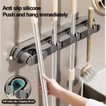 porte balai mural moderne clips fixation balai poignée brosse papier toilette gris beige blanc