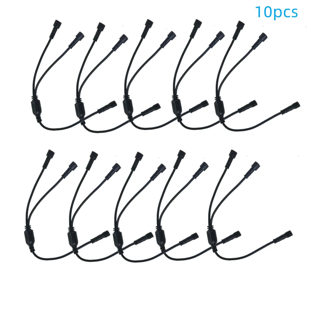 câble connecteur étanche ip67 deux voies split led noir forme extension diversion pvc cuivre
