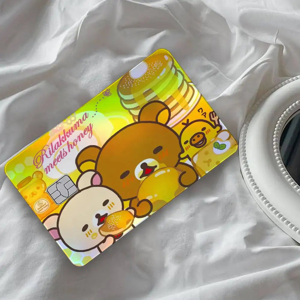 autocollants carte d'identité dessin animé rilakkuma chats motifs floraux multicolore résistants eau protection vinyl