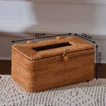 boîtes mouchoirs tissu tressé rustique marron clair boucle métallique rangement serviettes papiers toilette salle