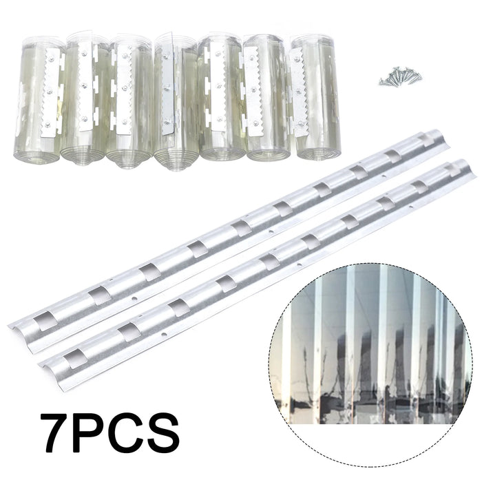 Kit de 7 rideaux en bandes PVC transparent pour garage