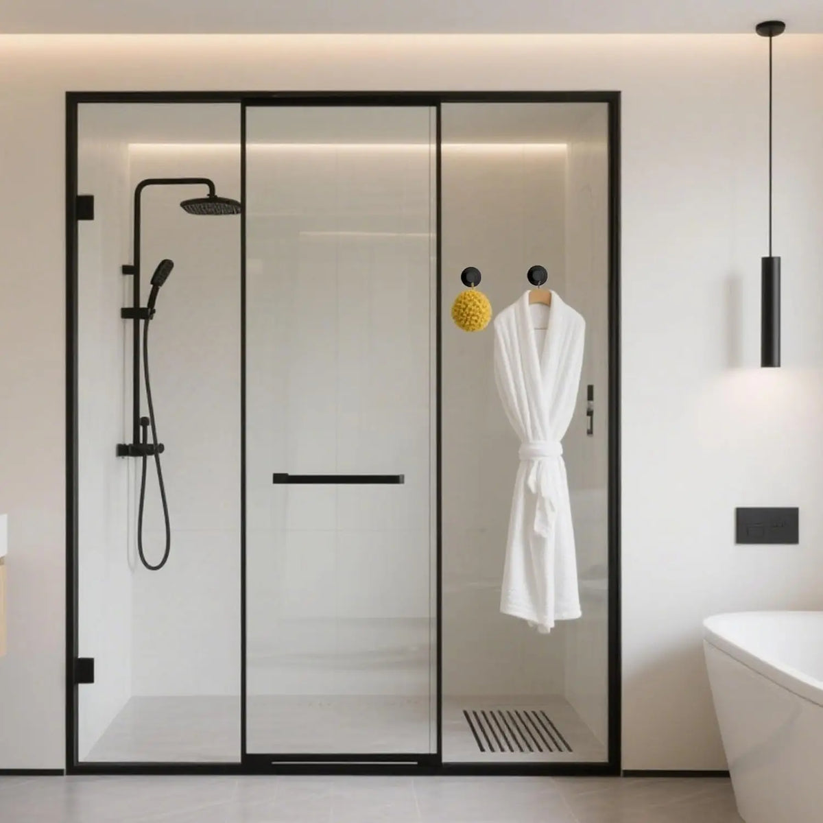 crochet mural moderne noir succion auto salle bain douche porte fenêtreversible fixe serviette peignoir
