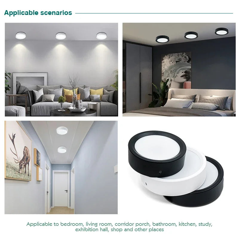 lampe led encastrable noir blanc frosted moderne chambre salon salle bains