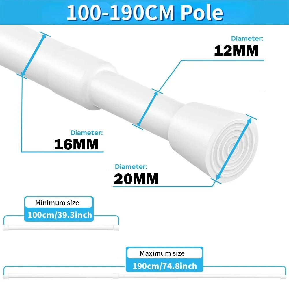 tige rideau tension réglable sans perçage moderne 130cm 250cm diamètre 22mm 26mm 30mm blanc