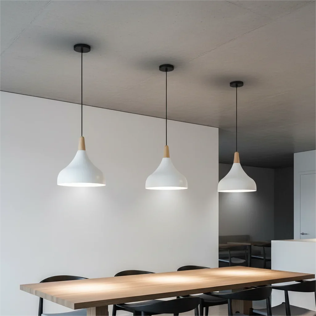 suspension lumineuse moderne pendentif bois éclairage intérieur bleu pastel rose pastel chambre salon