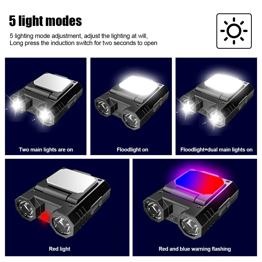 lampe torche noire moderne clips double interrupteur induction lentille rouge cache aluminium led campingurgence