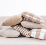 coussin plaid moderne beige blanc carreaux 30x50cm 45x45cm lit canapé décoration